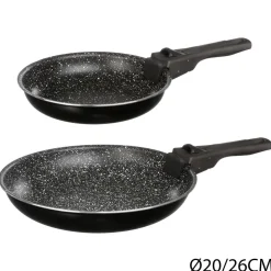 SET 2 POELES PIERRE AVEC POIGNEES 20CM ET 26CM