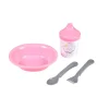 SET REPAS 4 PIECES AVEC ASSIETTE COUVERTS ET TASSE ROSE