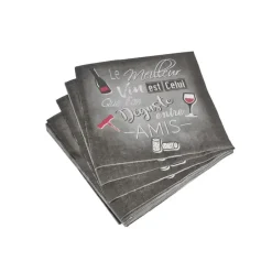 SET 20 SERVIETTES MEILLEUR VIN 33X33CM