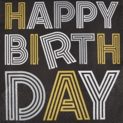 SET 20 SERVIETTES 3 PLIS HAPPY BIRTHDAY 33X33CM