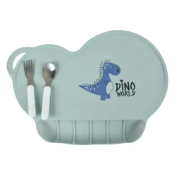 SET TABLE RECUPERATEUR SILICONE DINO WORLD 40X28X2.5CM