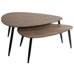 SET 2 TABLES BASSE MILEO EFFET NOYER