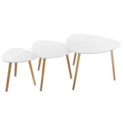 SET 3 TABLES CAFE MILEO BLANC