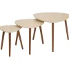 SET 3 TABLES CAFE MILEO EFFET TRAVERTIN
