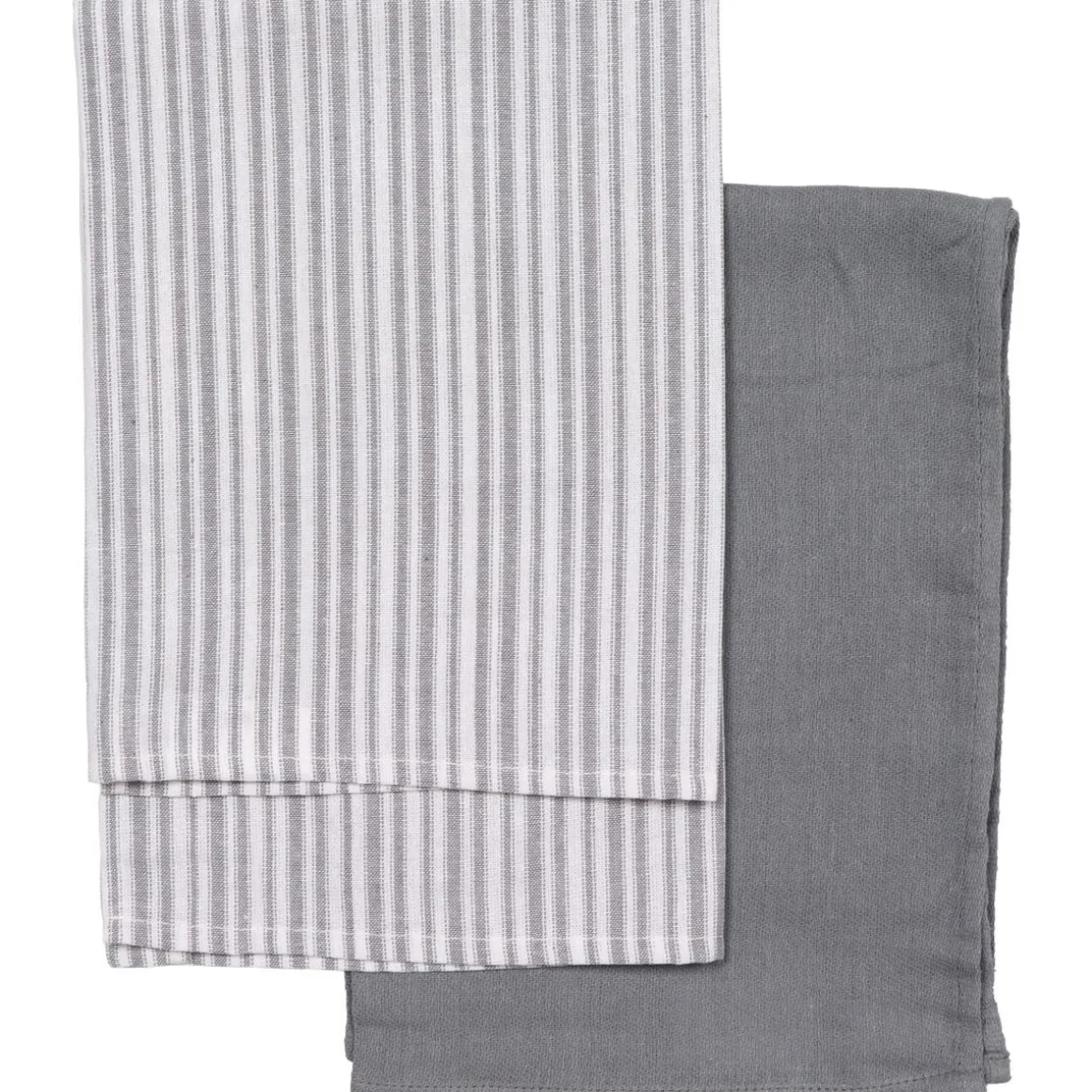 SET 2 TORCHONS ROULES 45X65CM COTON GRIS