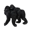 STATUE GORILLE ET BEBE NOIRE 20X16CM