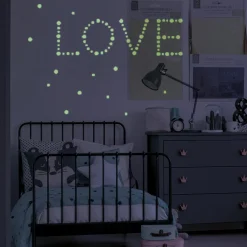 STICKER MURALE PHOSPHORESCENT ROND ET ETOILE