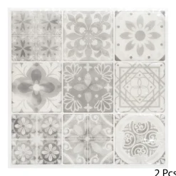 STICKERS CARRELAGE 9 CARREAUX GRIS X2 PIECES