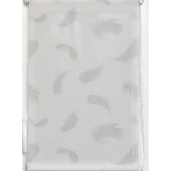 STORE ENROULEUR TAMISANT IMPRIME PLUMES 45X180CM BLANC