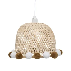 SUSPENSION BAMBOU POMPONS