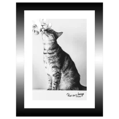 TABLEAU 15X20CM BAGUETTE NOIRE CHAT