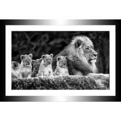 TABLEAU 30X20CM BAGUETTE NOIRE LIONS