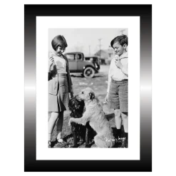 TABLEAU 15X20CM BAGUETTE NOIRE VINTAGE ENFANT
