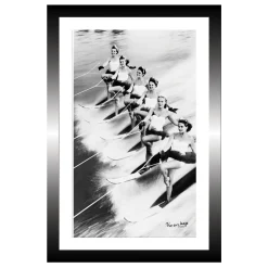 TABLEAU 20X30CM BAGUETTE NOIRE VINTAGE SKI NAUTIQUE