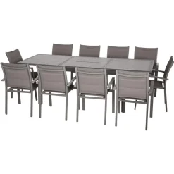TABLE AZUA EXTENSIBLE ALUMINIUM EXPRESSO TONKA 10 PLACES