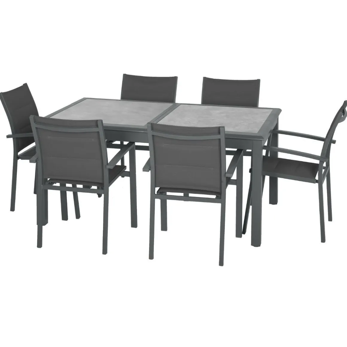 TABLE AZUA EXTENSIBLE VERRE STORM GRAPHITE 10 PLACES