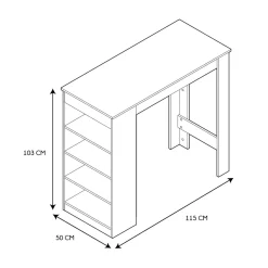 TABLE BAR MANGE DEBOUT ETAGERES BOIS