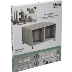 TABLE BASSE 4 CASES MIX GRIS