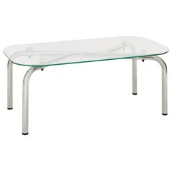 TABLE BASSE METAL VERRE HECATE CHROME