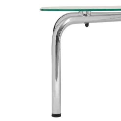TABLE BASSE METAL VERRE HECATE CHROME