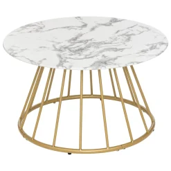 TABLE BASSE RAYO EFFET MARBRE BLANC D.70CM