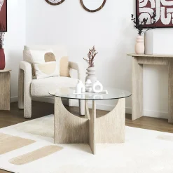 TABLE BASSE RONDE VERRE PIETRA D70CM