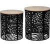 TABLE CAFE FEUILLE NOIR D.35X35X40CM