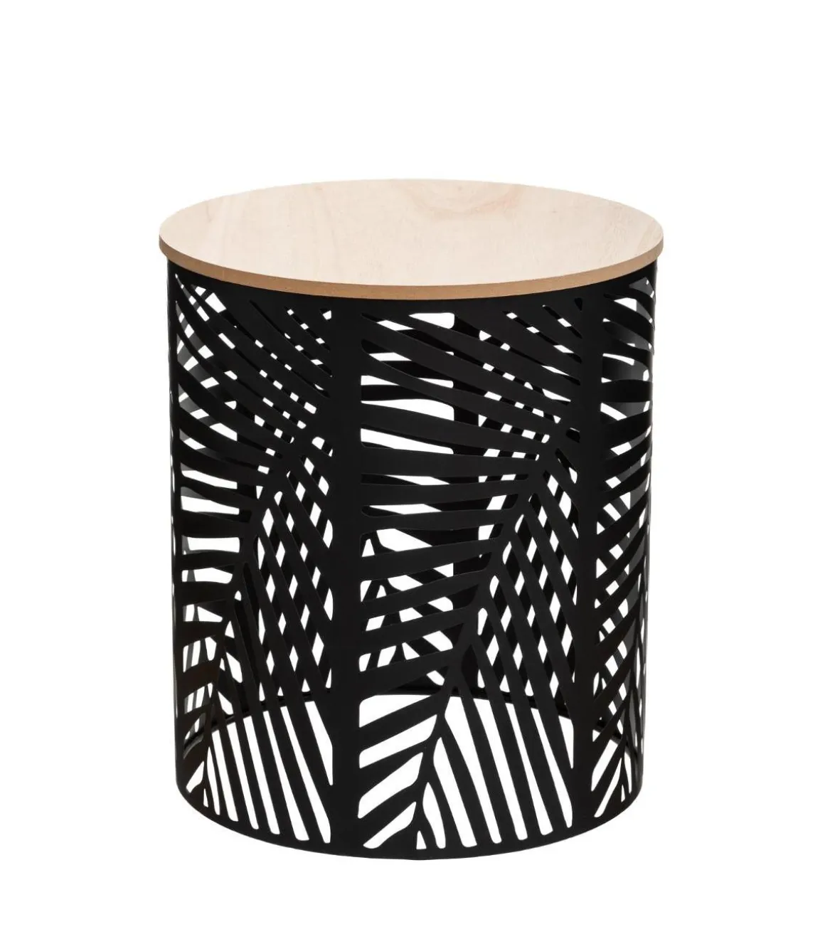 TABLE CAFE FEUILLE NOIR D.35X35X40CM
