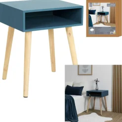 TABLE CHEVET NICHE BLEU