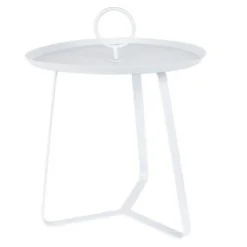 TABLE D APPOINT RONDE BLANCHE AVEC ANSE 40X40X50CM