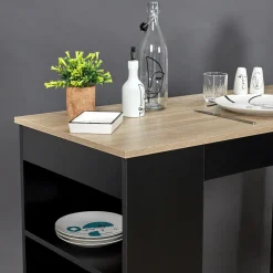 TABLE DE BAR MANGE DEBOUT ETAGERES CHEERS NOIR