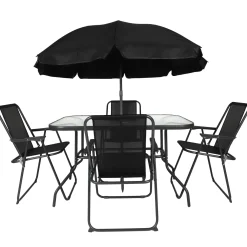 TABLE JARDIN RECTANGULAIRE 4 CHAISES ET PARASOL
