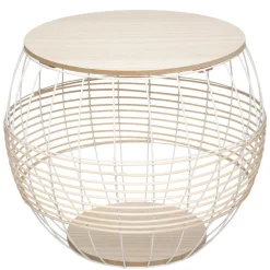 TABLE METAL FIL BLANC D.50X41.5CM