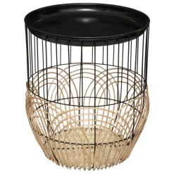 TABLE METAL ROTIN NOIR D.37X44CM