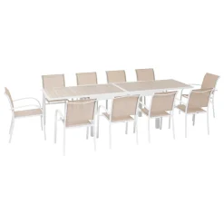 TABLE PIAZZA EXTENSIBLE ALUMINIUM LIN BLANC 10 PLACES