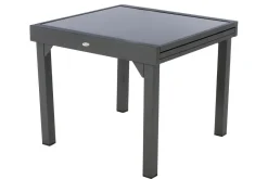 TABLE PIAZZA EXTENSIBLE VERRE GRAPHITE 8 PLACES