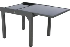 TABLE PIAZZA EXTENSIBLE VERRE GRAPHITE 8 PLACES