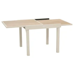 TABLE PIAZZA EXTENSIBLE VERRE IMPRIME ARGILE 8 PLACES