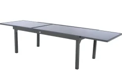 TABLE PIAZZA EXTENSIBLE VERRE GRAPHITE 12 PLACES