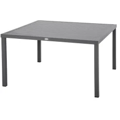TABLE PIAZZA FIXE CARREE ALUMINIUM GRIS 8 PLACES