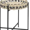 TABLE PLATEAU RONDE NOIR ET BEIGE 35X41CM