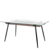 TABLE RECTANGLE PLATEAU VERRE BOIS FONCED.160X80X75