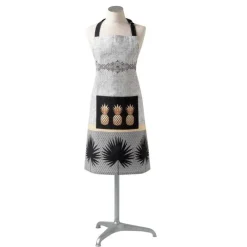 TABLIER ET POCHE 70X85 CM COTON IMPRIME ANAGOLD NOIR