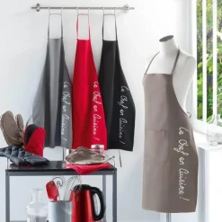 TABLIER POCHE 60X84 CM COTON CUISTOT ROUGE