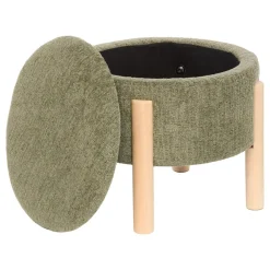 TABOURET COFFRE CHENILLE ELKI KAKI
