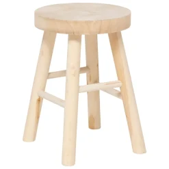 TABOURET NYAR PAULOWNIA BEIGE D.28X41CM