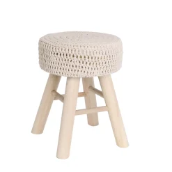 TABOURET TRESSE ROND MAILLE BEIGE D.44.5CM