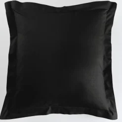 TAIE D OREILLER VOLANT PLAT 63X63CM LINA CHARBON