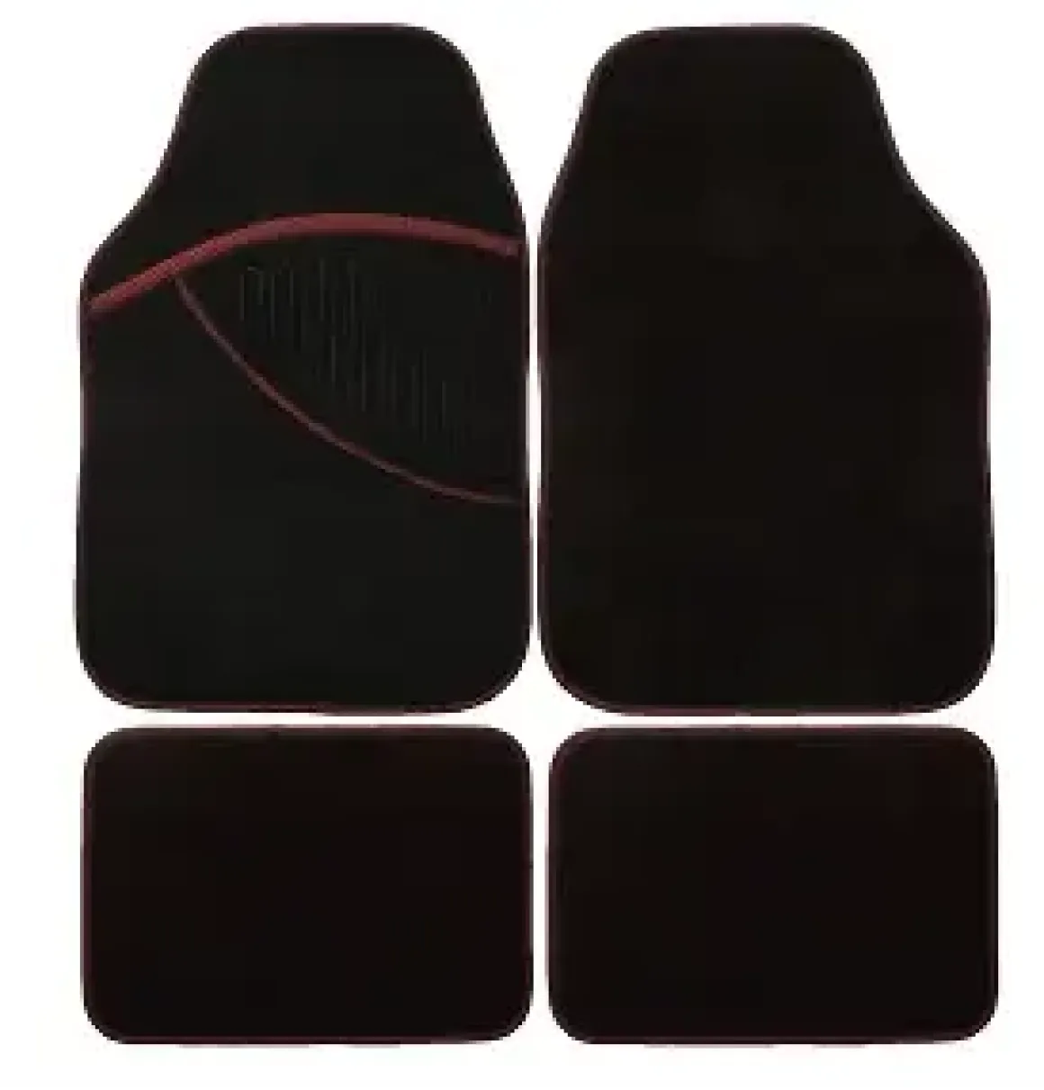TAPIS AUTO 4 PCS MOQUETTE NOIR LISERET ROUGE ELITE