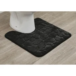 TAPIS CONTOUR WC MEMOIRE DE FORME GALET 45X50CM NOIR